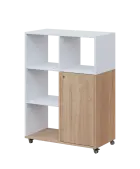 AERO 33 L kancelářská skříň, 1-dveřová/4 niky, levá, 1100x800x400, kolečka, platinově bílá/dub bardo