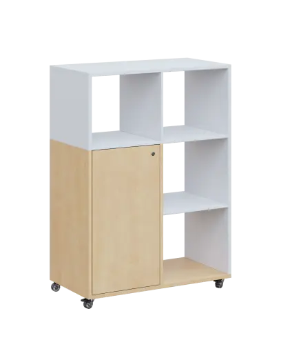 AERO 33 P kancelářská skříň, 1-dveřová/4 niky, pravá, 1100x800x400, kolečka, platinově bílá/bříza irská