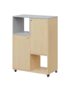 AERO 34 L kancelářská skříň, 2-dveřová/4 niky, levá, 1100x800x400, kolečka, šedá/bříza irská