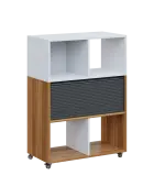 AERO 35 kancelářská skříň, roletková/4 niky, 1100x800x400, kolečka, platinově bílá/ořech světlý