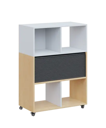 AERO 35 kancelářská skříň, roletková/4 niky, 1100x800x400, kolečka, platinově bílá/bříza irská AERO 35 kancelářská skříň, roletková/4 niky, 1100x800x400, kolečka, platinově bílá/bříza irská