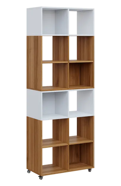 AERO 41 kancelářská skříň, otevřená, 2150x800x400, kolečka, platinově platinově bílá/ořech světlý