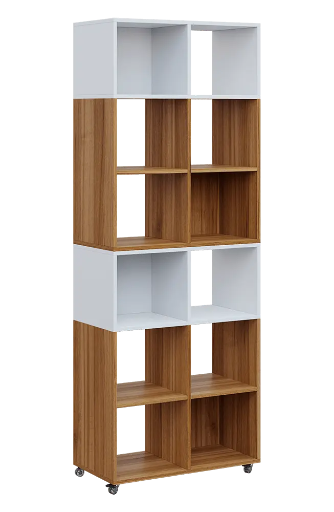 AERO 41 kancelářská skříň, otevřená, 2150x800x400, kolečka, platinově platinově bílá/ořech světlý