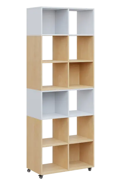 AERO 41 kancelářská skříň, otevřená, 2150x800x400, kolečka, platinově platinově bílá/bříza irská