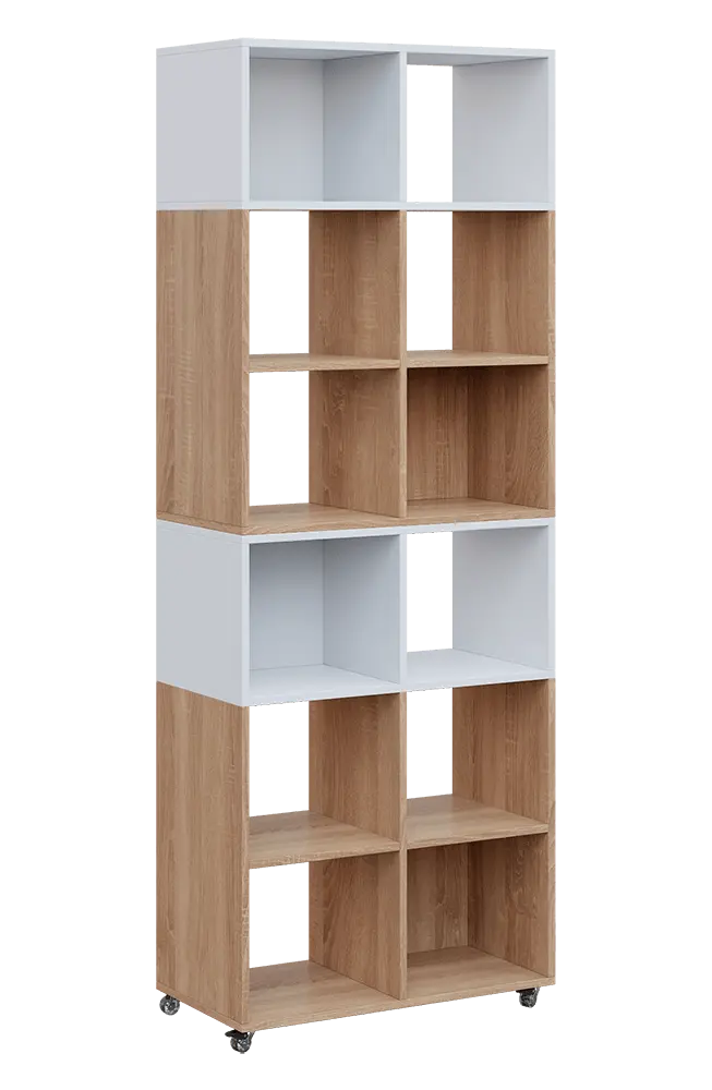 AERO 41 kancelářská skříň, otevřená, 2150x800x400, kolečka, platinově platinově bílá/dub bardolino