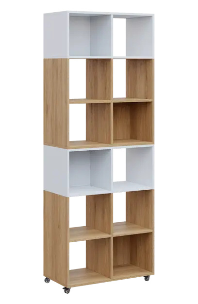 AERO 41 kancelářská skříň, otevřená, 2150x800x400, kolečka, platinově platinově bílá/dub fjord