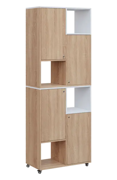AERO 42 P kancelářská skříň, 4-dveřová/4 niky, pravá, 2150x800x400, kolečka, platinově bílá/dub bard AERO 42 P kancelářská skříň, 4-dveřová/4 niky, pravá, 2150x800x400, kolečka, platinově bílá/dub bardolino