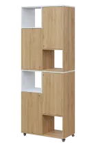 AERO 42 L kancelářská skříň, 4-dveřová/4 niky, levá, 2150x800x400, kolečka, platinově bílá/dub fjord