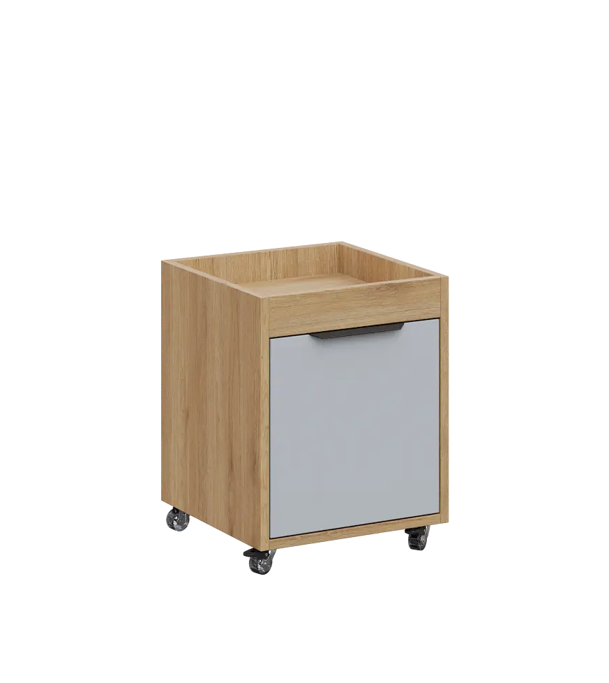 AERO 50 kontejner pojízdný, 1-zásuvkový, zámek, šedá/dub fjord