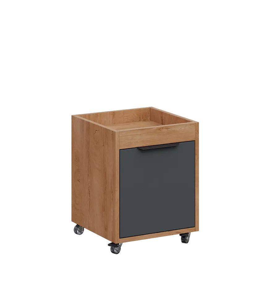 AERO 50 kontejner pojízdný, 1-zásuvkový, zámek, antracit/dub klasik