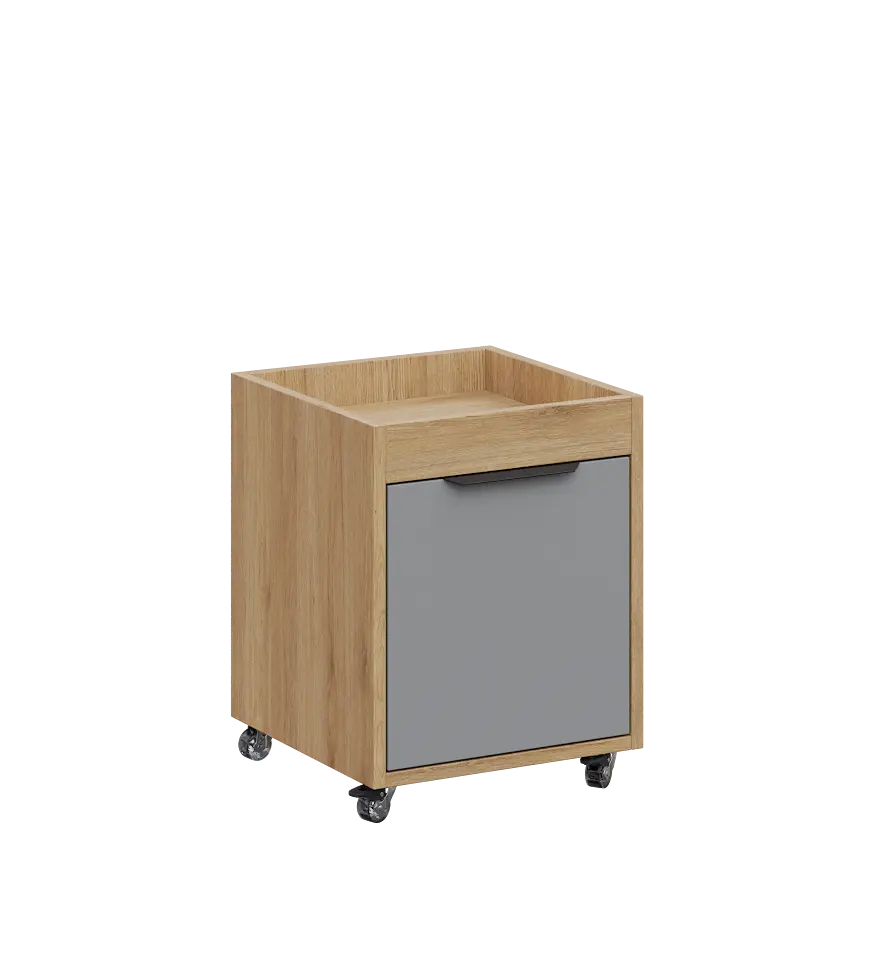 AERO 50 kontejner pojízdný, 1-zásuvkový, zámek, chinchilla šedá/dub fjord