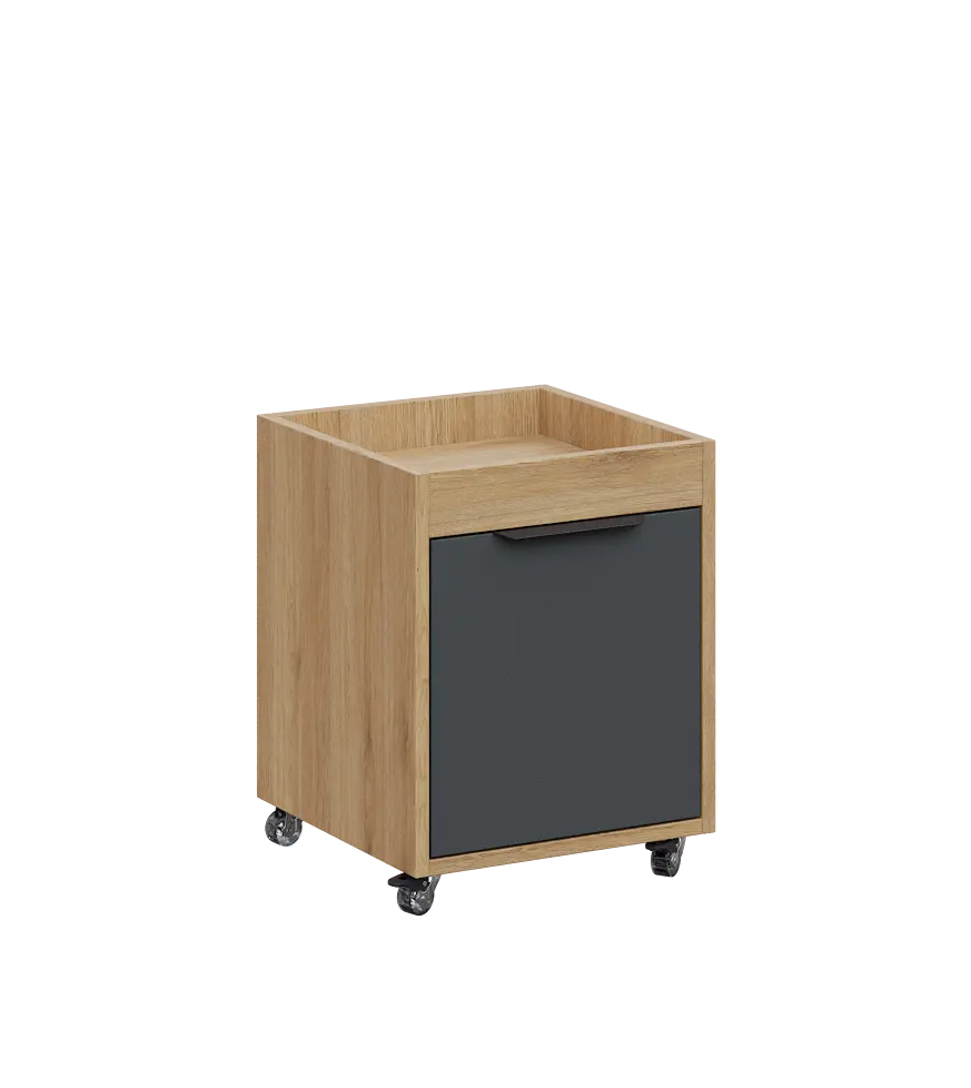 AERO 50 kontejner pojízdný, 1-zásuvkový, zámek, antracit/dub fjord