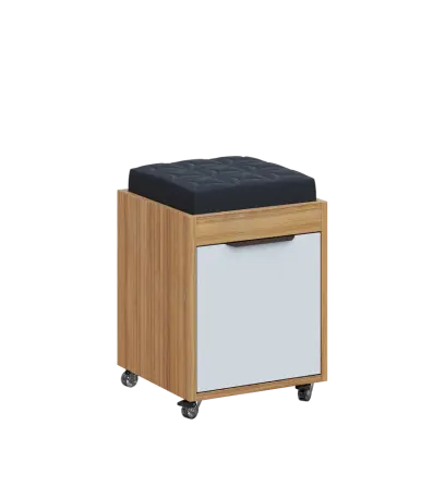 AERO 51 kontejner pojízdný s černým polštářkem, 1-zásuvkový, zámek, platinově bílá/coco bolo