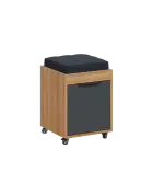 AERO 51 kontejner pojízdný s černým polštářkem, 1-zásuvkový, zámek, antracit/coco bolo