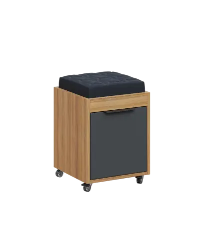 AERO 51 kontejner pojízdný s černým polštářkem, 1-zásuvkový, zámek, antracit/coco bolo