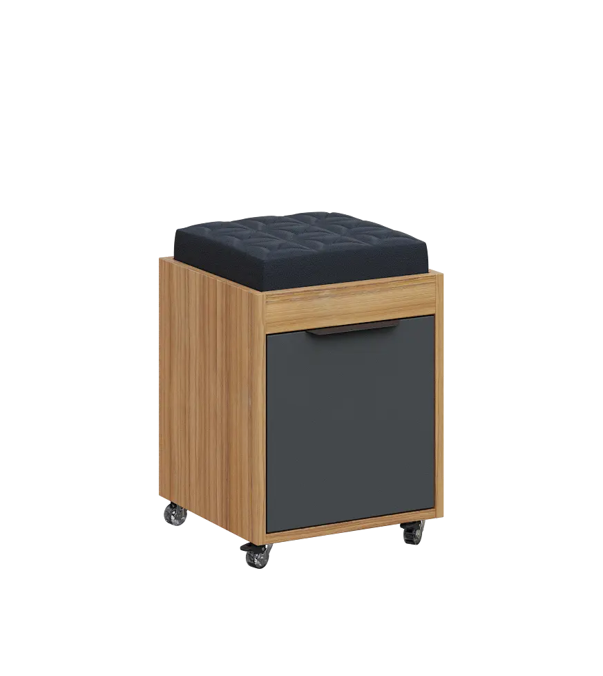 AERO 51 kontejner pojízdný s černým polštářkem, 1-zásuvkový, zámek, antracit/coco bolo