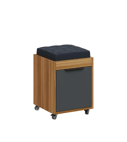 AERO 51 kontejner pojízdný s černým polštářkem, 1-zásuvkový, zámek, antracit/ořech světlý