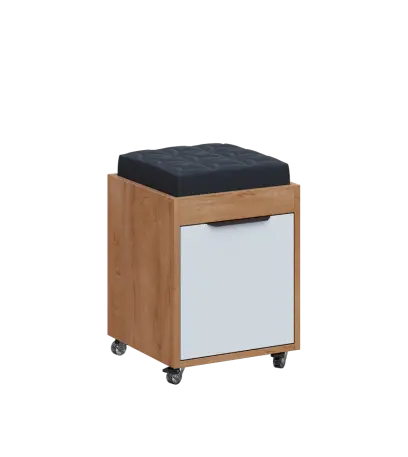 AERO 51 kontejner pojízdný s černým polštářkem, 1-zásuvkový, zámek, platinově bílá/dub klasik