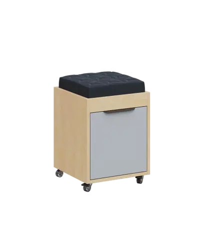 AERO 51 kontejner pojízdný s černým polštářkem, 1-zásuvkový, zámek, šedá/bříza irská