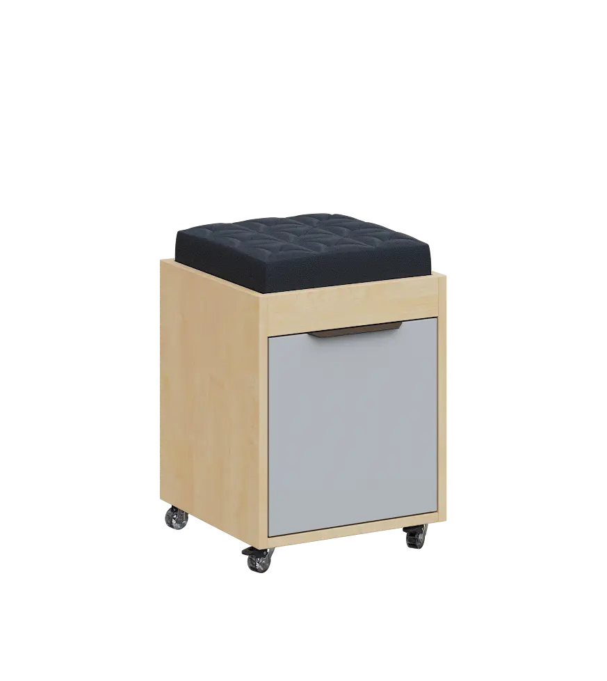 AERO 51 kontejner pojízdný s černým polštářkem, 1-zásuvkový, zámek, šedá/bříza irská