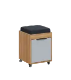 AERO 51 kontejner pojízdný s černým polštářkem, 1-zásuvkový, zámek, šedá/coco bolo