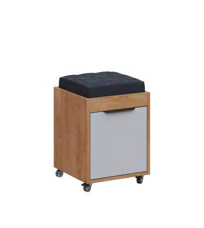 AERO 51 kontejner pojízdný s černým polštářkem, 1-zásuvkový, zámek, šedá/dub klasik