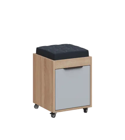 AERO 51 kontejner pojízdný s černým polštářkem, 1-zásuvkový, zámek, šedá/dub bardolino AERO 51 kontejner pojízdný s černým polštářkem, 1-zásuvkový, zámek, šedá/dub bardolino