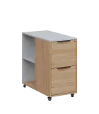 AERO 21 kancelářská skříň, 2-zásuvková/2 niky, 750x400x800, kolečka, šedá/dub hickory