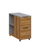 AERO 21 kancelářská skříň, 2-zásuvková/2 niky, 750x400x800, kolečka, chinchilla šedá/ořech světlý