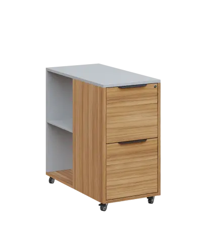 AERO 21 kancelářská skříň, 2-zásuvková/2 niky, 750x400x800, kolečka, šedá/coco bolo