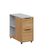 AERO 21 kancelářská skříň, 2-zásuvková/2 niky, 750x400x800, kolečka, šedá/coco bolo
