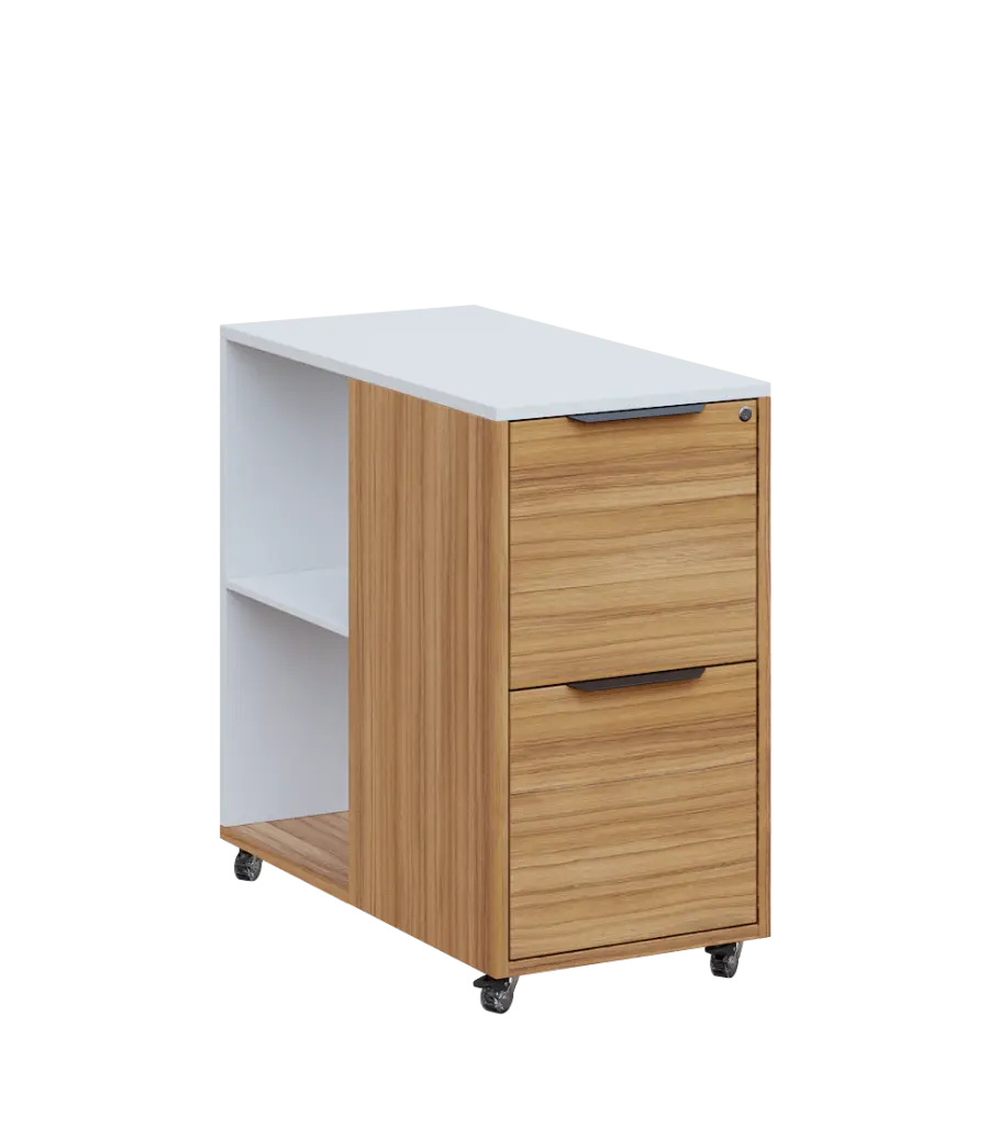 AERO 21 kancelářská skříň, 2-zásuvková/2 niky, 750x400x800, kolečka, platinově bílá/coco bolo