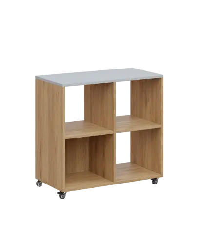 AERO 22 kancelářská skříň, 4 niky, 750x800x400, kolečka, šedá/dub fjord