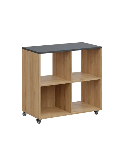 AERO 22 kancelářská skříň, 4 niky, 750x800x400, kolečka, antracit/dub fjord