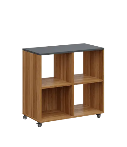 AERO 22 kancelářská skříň, 4 niky, 750x800x400, kolečka, antracit/ořech světlý