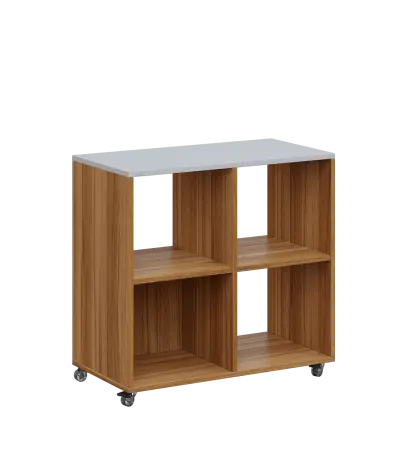 AERO 22 kancelářská skříň, 4 niky, 750x800x400, kolečka, šedá/ořech světlý