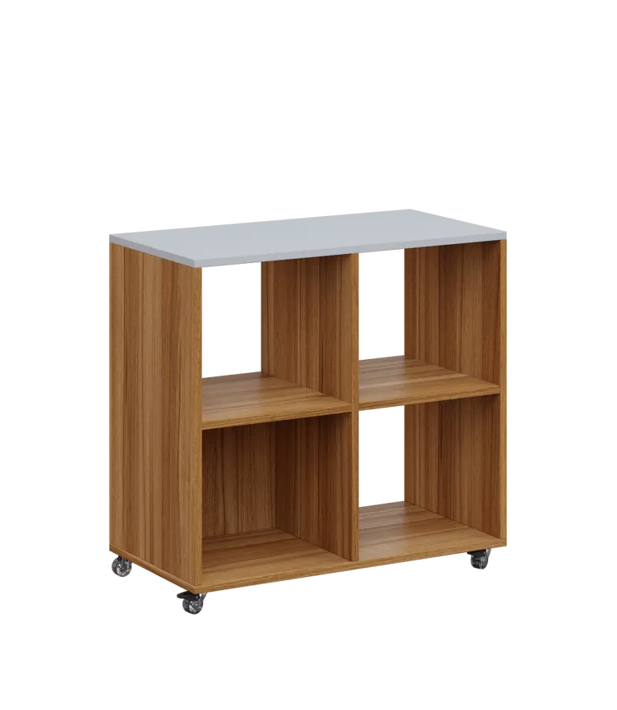 AERO 22 kancelářská skříň, 4 niky, 750x800x400, kolečka, šedá/ořech světlý