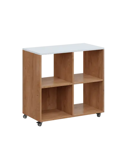 AERO 22 kancelářská skříň, 4 niky, 750x800x400, kolečka, platinově bílá/dub klasik