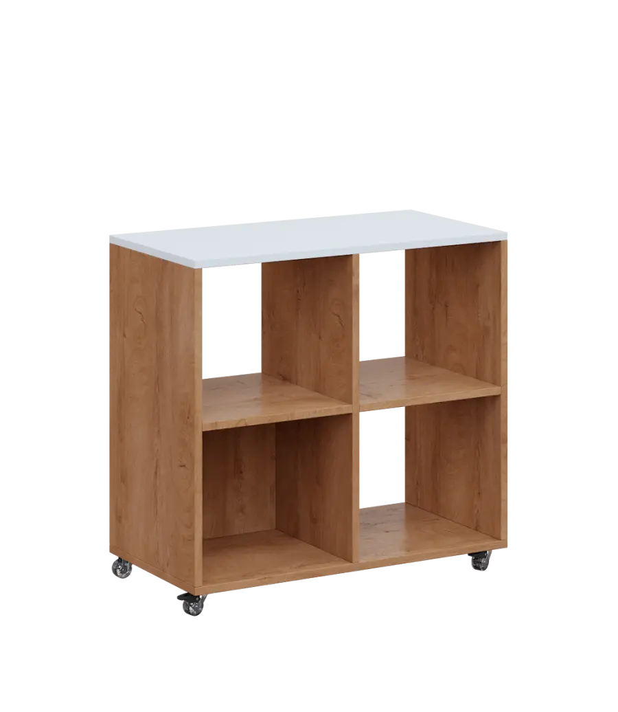 AERO 22 kancelářská skříň, 4 niky, 750x800x400, kolečka, platinově bílá/dub klasik