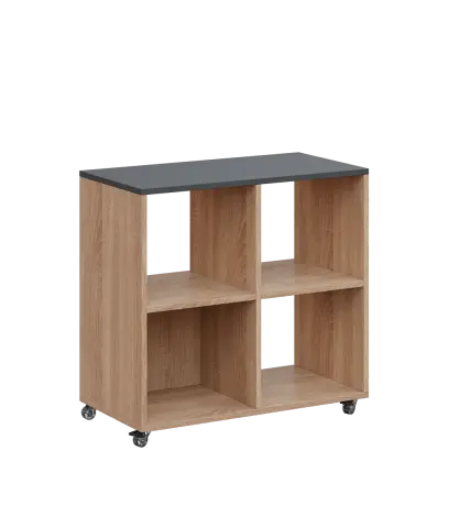 AERO 22 kancelářská skříň, 4 niky, 750x800x400, kolečka, antracit/dub bardolino