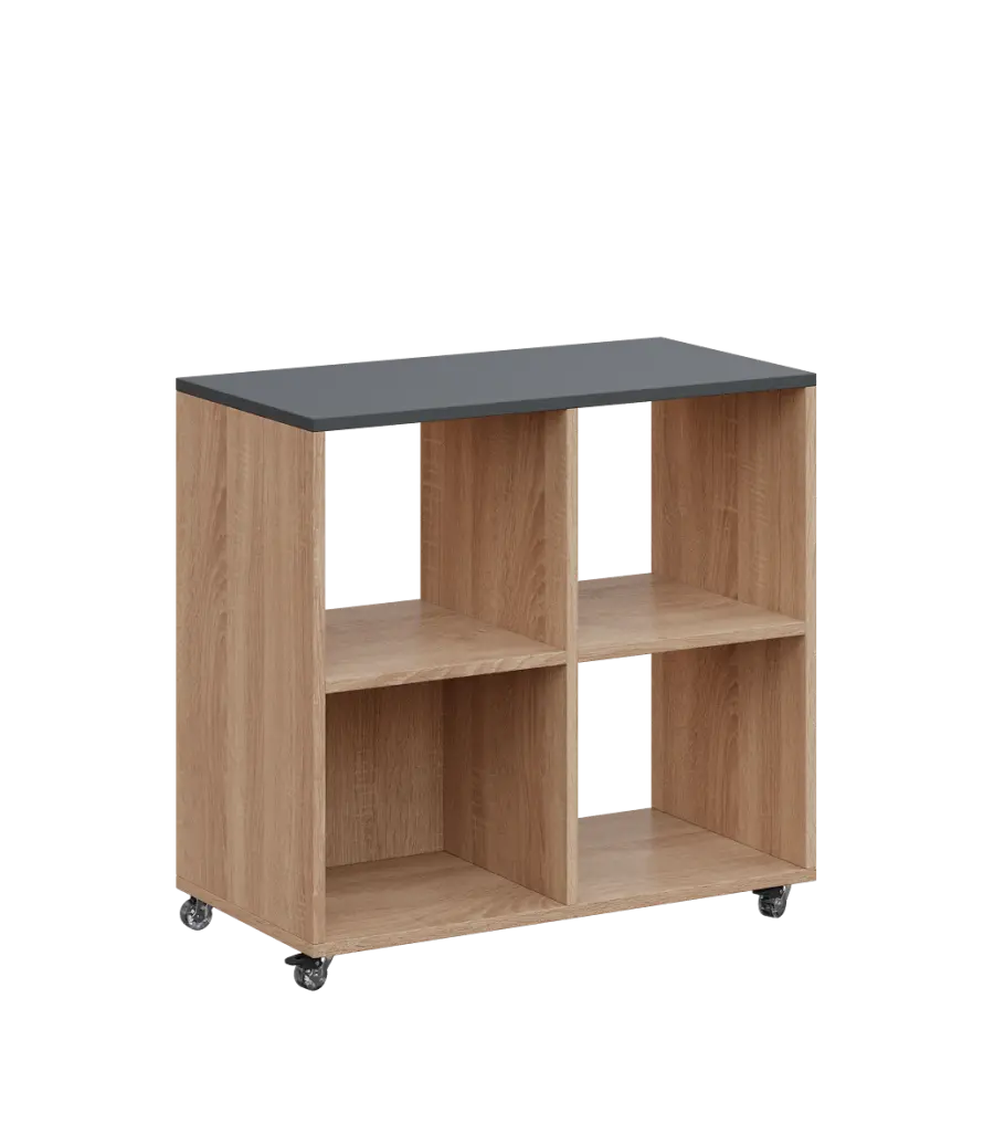 AERO 22 kancelářská skříň, 4 niky, 750x800x400, kolečka, antracit/dub bardolino