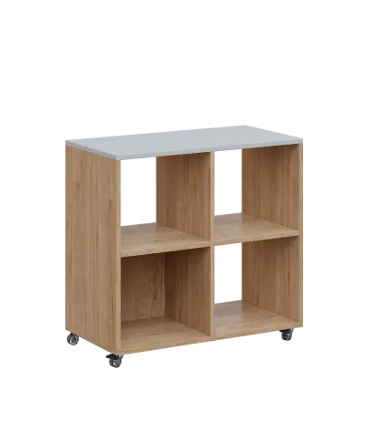 AERO 22 kancelářská skříň, 4 niky, 750x800x400, kolečka, šedá/dub hickory