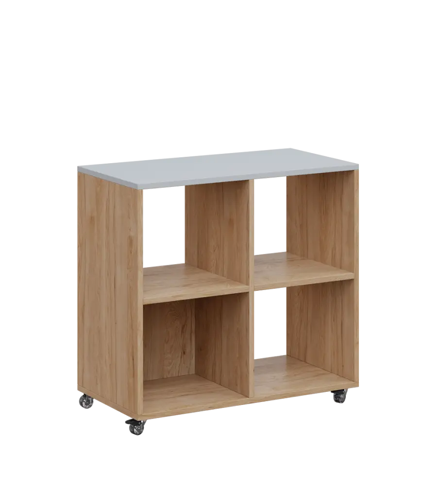 AERO 22 kancelářská skříň, 4 niky, 750x800x400, kolečka, šedá/dub hickory