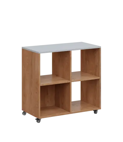 AERO 22 kancelářská skříň, 4 niky, 750x800x400, kolečka, šedá/dub klasik