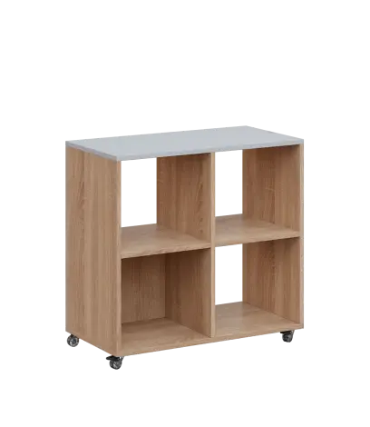 AERO 22 kancelářská skříň, 4 niky, 750x800x400, kolečka, šedá/dub bardolino