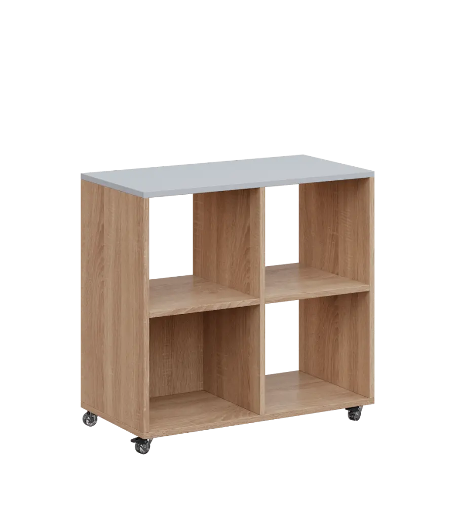 AERO 22 kancelářská skříň, 4 niky, 750x800x400, kolečka, šedá/dub bardolino