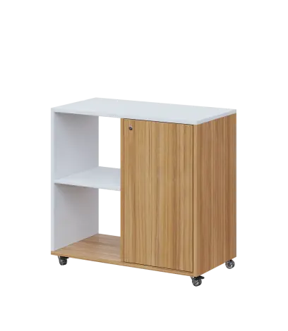 AERO 23 L kancelářská skříň, 1-dveřová/2 niky, levá, 750x800x400, kolečka, platinově bílá/coco bolo