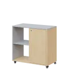 AERO 23 L kancelářská skříň, 1-dveřová/2 niky, levá, 750x800x400, kolečka, šedá/bříza irská