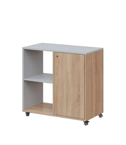 AERO 23 L kancelářská skříň, 1-dveřová/2 niky, levá, 750x800x400, kolečka, šedá/dub bardolino AERO 23 L kancelářská skříň, 1-dveřová/2 niky, levá, 750x800x400, kolečka, šedá/dub bardolino