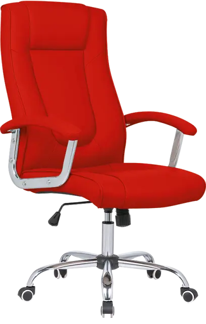 MALLORCA křeslo kancelářské, chrom kříž, kolečka uni, EKO-PU červená